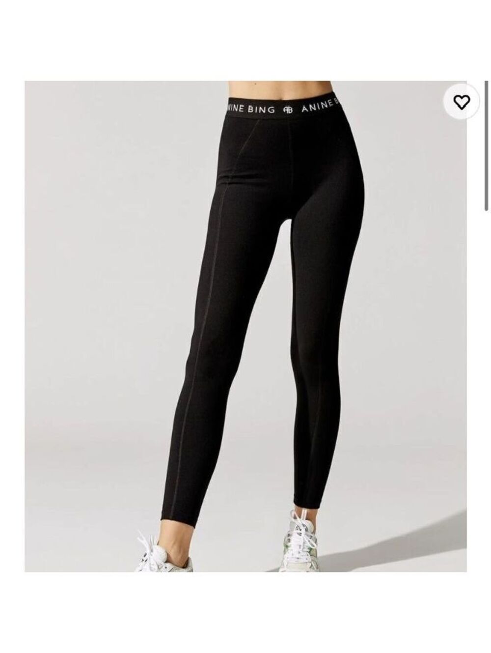 Anine Bing Sport Black Leggings with Logo Waistband XS